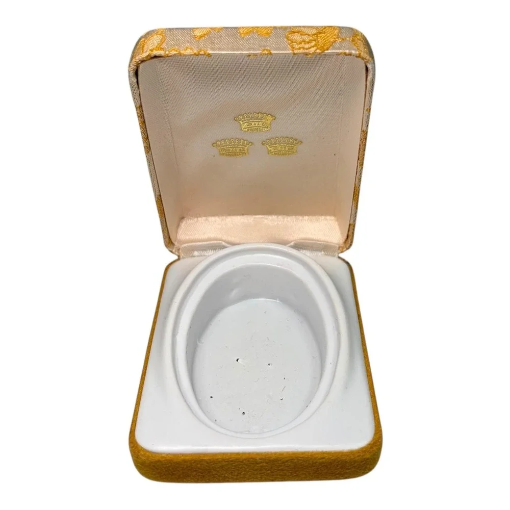 Vtg Mid Century Brocade Jewelry Box Gold Floral Fabric Yellow Velvet Case Retro